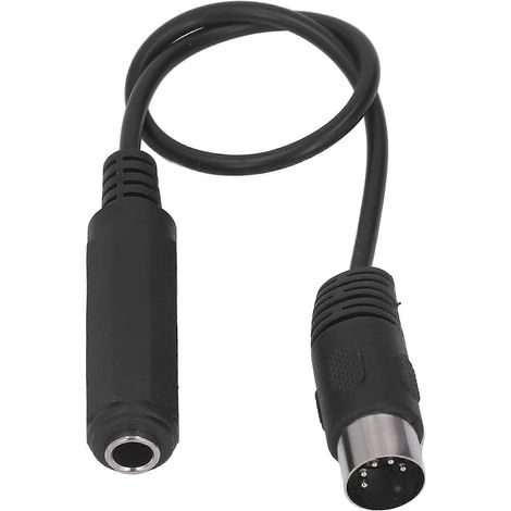 Câble adaptateur MIDI femelle 6,35 mm vers 5 broches, 30 cm, plug and play, convient aux microphones, lecteurs DVD et lecteurs MP3. (1/4)