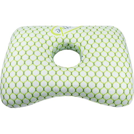 Oreiller d'oreille pour dormeurs latéraux, avec trous pour appui-tête, conçu pour soulager les oreilles (Vert) (1/4)