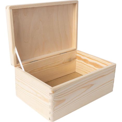Boîte en Bois Rangement Charnières Argentées 30 x 20 x 14 cm (1/5)