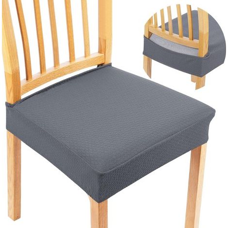 Set di 6 coprisedie elasticizzati per sedie da sala da pranzo, di colore grigio, protettivi ed eleganti. (1/5)
