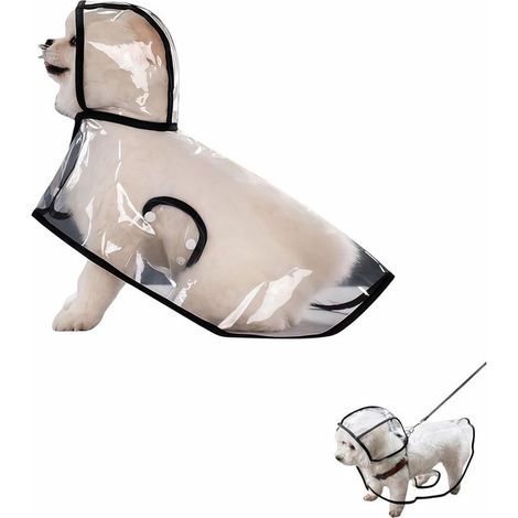 Imperméable pour chien M - Imperméable transparent pour chien - Imperméable avec capuche - Protège de la pluie - ShopVlot (1/5)