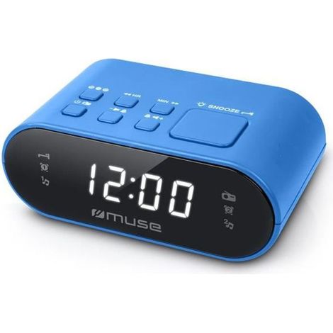 Radio-réveil numérique Muse M-10 BL bleu LED 24h FM PLL double alarme (1/5)