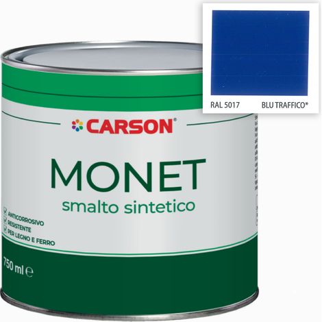 Monet smalto sintetico blu traffico 5017 0,75 l per legno e ferro brillante