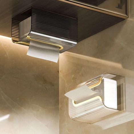 2-teiliger multifunktionaler Küchenhandtuchhalter/Organizer – Champagnergold + Transparent