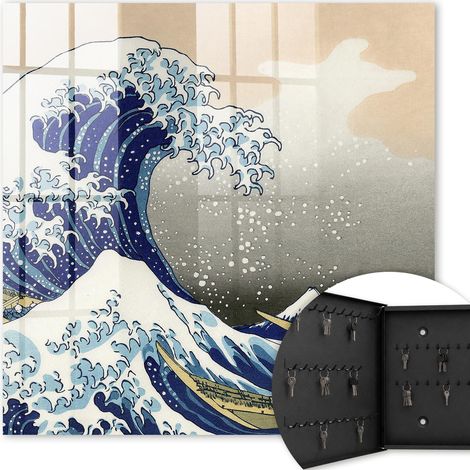 Armoire à clés - (30 cm x 30 cm) - Boîte à clés murale - Coffret de rangement pour clés - Couleur noire - Ouverture vers la gauche - Pour maison et bureau - La Grande Vague (1/5)