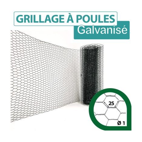 Grillage Triple Torsion Vert - Maille Hexa 25mm - Longueur 25m - 1 mètre