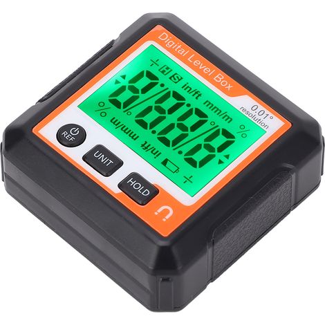 GARRYFIZH Niveau numérique avec aimant, inclinomètre électronique, rapporteur d'angle pour le travail du bois et la réparation automobile, orange et blanc. (1/5)
