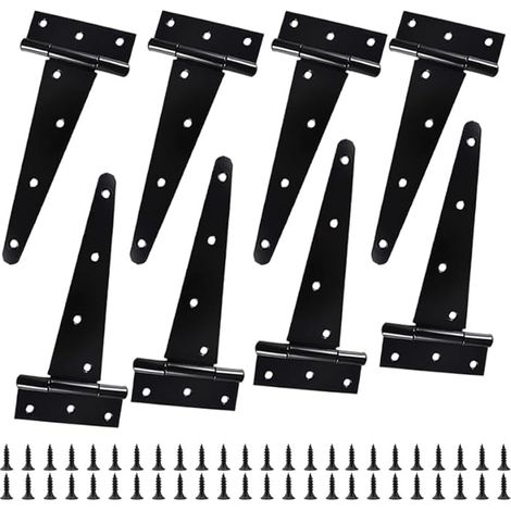 Charnière Porte Lourde en T - Charnières Pliables en Acier Inoxydable Noir 15 cm avec Vis pour Portail et Portes (1/5)