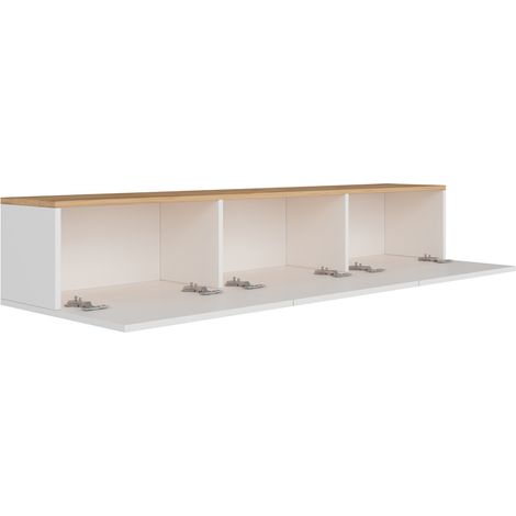 Mueble TV colgante con armarios 150cm blanco y madera HAL