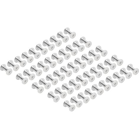 Lot de 50 rivets et vis M4 5x12x9,5 mm en acier inoxydable à tête plate ronde pour la maroquinerie et le vêtement. (1/5)