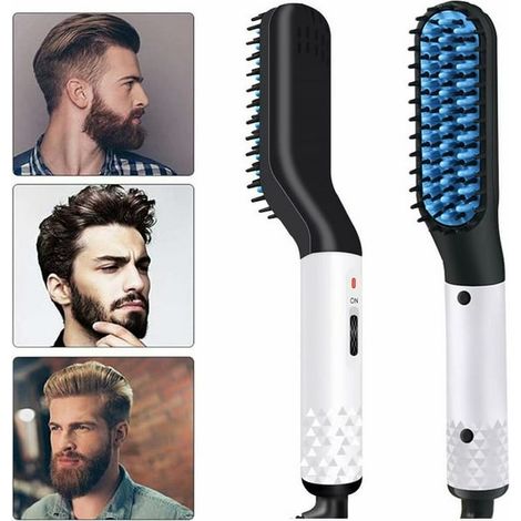 Peigne Lisseur Barbe et Cheveux Homme, Redresseur Poils Visage, 110-240V, 2 Réglages de Chaleur, Brosse Chauffante Portable (1/5)