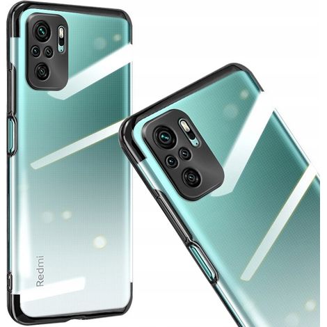 Cover trasparente in gel con cornice metallica per Xiaomi Redmi Note 10 5G / Poco M3 Pro, colore nero (1/5)