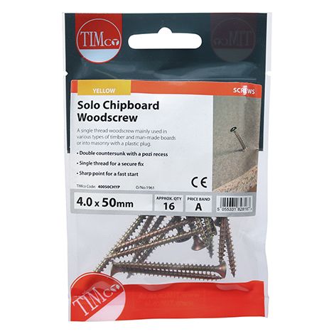 TIMCO Solo Countersunk Gold Woodscrews - 4.0 x 50