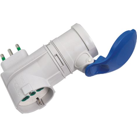 ADATTATORE INDUSTRIALE SPINA 16A PRESA SCHUKO BIP. + CEE IP44 BLU  16A 73010    FANTON