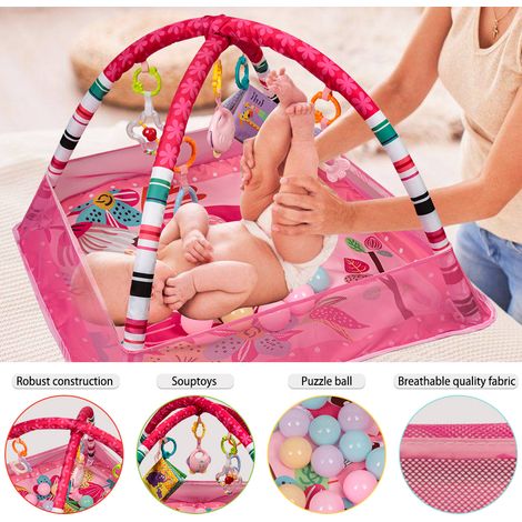 Tapis de Jeu pour Bébé Haloyo® Avec Ballon,Jouet Musical à Emporter,rose (1/5)