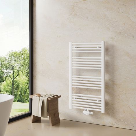 Heilmetz – Sèche-serviette eau chaude 1000x500mm 427W – Acier inoxydable – Raccordement G1/2” – Compatible chauffage central et électrique