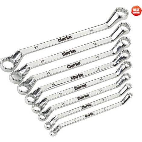 CLARKE OFFSET SPANNER SET 8PC COMBINATION POLISHED WRENCH 6-22MM CHT807 (1/5)