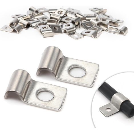 30 pezzi di supporto da parete in rete rigida in acciaio inossidabile da 4 mm, clip a maglia rigida con foro singolo, morsetti a forma di U, supporto da parete in rete rigida per cavi da Ø 4 mm, insta (1/4)