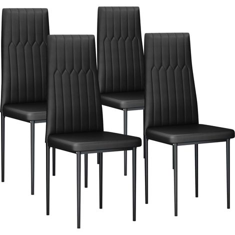 Esszimmerstühle 4er Set mit hoher Rückenlehne, pflegeleicht, wasserdicht, bis 120 kg, Schwarz (1/5)