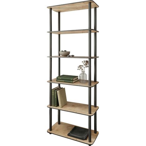 Nervina Bücherregal, 4 Regalböden, Freistehend, Farbe Eiche Dekor, 60x30x173h cm, Eiche Braun