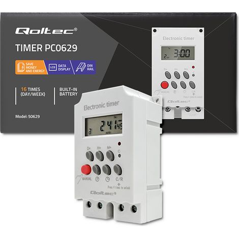 Timer elettronico Qoltec PC0629 per guida DIN LCD (1/5)