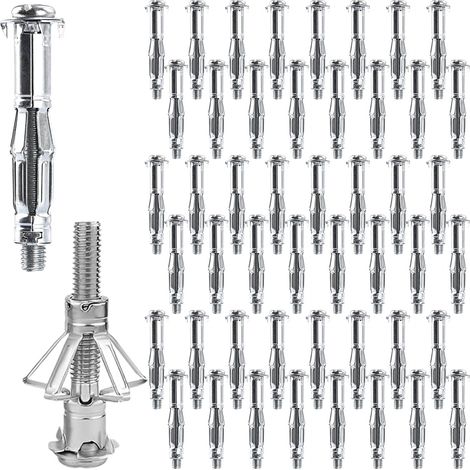 40 Pièces Cheville Molly M8 X 65, Cheville Placo Métal à Expansion Acier Carbone Zingué, Chevilles pour Mur Creux Bricolage Fixation Maison Atelier (1/5)