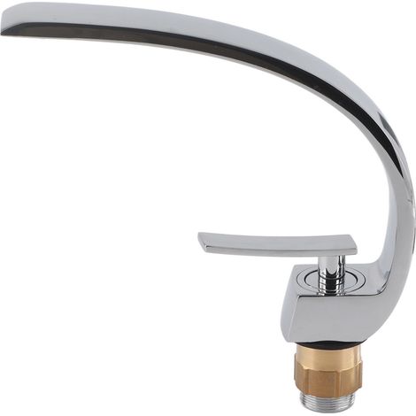 Robinet mitigeur de lavabo G1/2 à poignée unique avec flexible, eau chaude et froide, design incurvé et design courbé. (1/5)