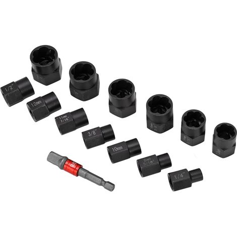 Kit d'extracteur d'écrous 14 pièces 3/8 po pour retirer les boulons rouillés endommagés, douille à vis hexagonale (1/5)