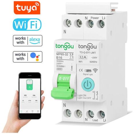 Disjoncteur intelligent Wifi télécommandes sans fil, contrôle via application mobile, affichage équipements domestiques intelligents, boucle compte à rebours, plusieurs modes (1/5)