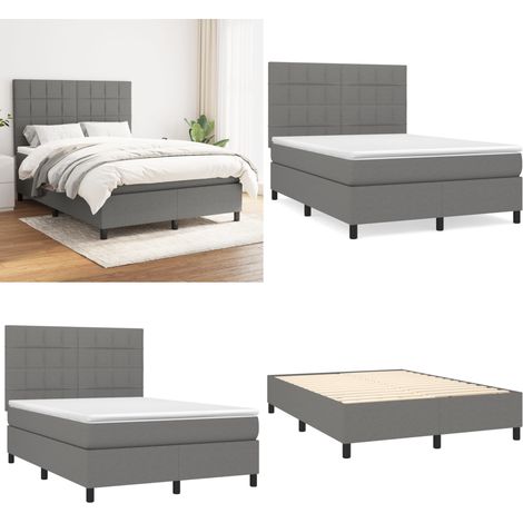 Boxspringbett mit Matratze Dunkelgrau 140x200 cm Stoff - Boxspringbett - Doppelbett - Bettenrahmen - Matratze - Schlafsystem - Home & Living (1/5)