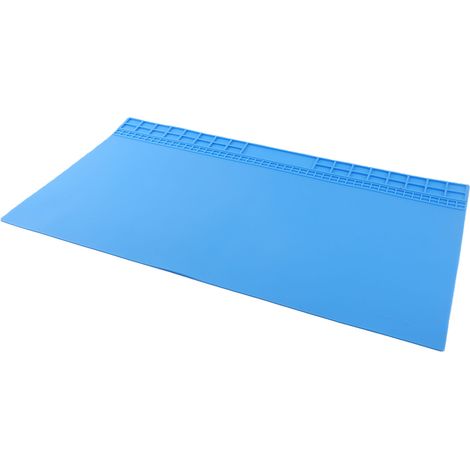 Tapis de travail en silicone résistant à la chaleur pour établi et électronique, 70 x 40 cm, bleu foncé (1/4)