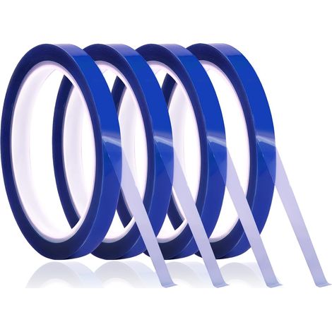 4 Rouleaux Ruban Chauffant 10mm x 33m - Vinyle Bleu Résistant 230°C - Adhésif Thermique Sans Résidu - Sublimation et Électronique (1/5)
