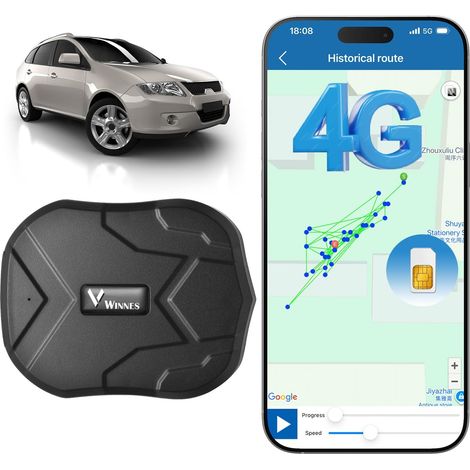 Traceur GPS Voiture 4G avec Carte SIM Tracker Intégrée Magnétique (1/5)