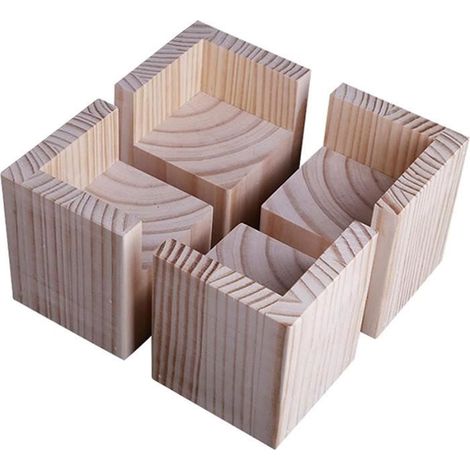 Lot de 4 Élévateurs de Meubles Rehausseurs de Meubles en Bois, Lit de Bureau Riser Meubles Pieds de Levage Pieds jusqu'(8x8x10cm) (1/4)