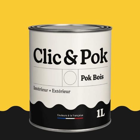 Peinture Bois Extérieur – POK BOIS - 1L - RAL 1018 - Jaune zinc- Résistante aux intempéries - Ne s'écaille pas