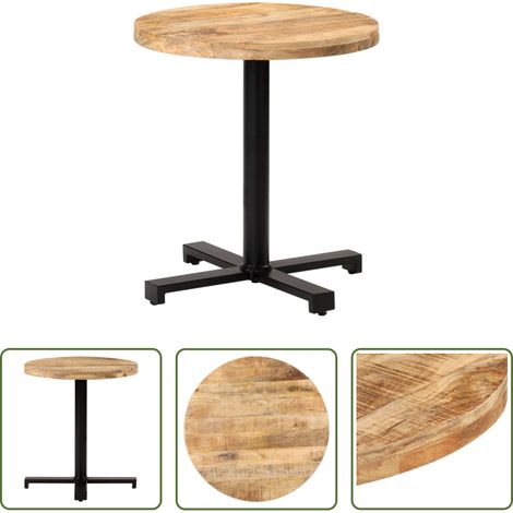 Holz -  Bistrotisch Rund Ø70x75 cm Raues Mangoholz (1/5)