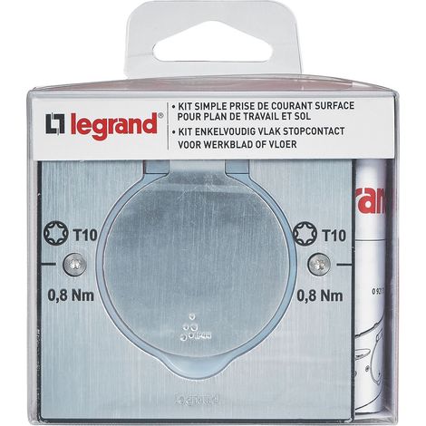LEGRAND - Kit prise de sol et plan de travail inox étanche IP44 avec clapet de protection + boite à encastrer (1/8)