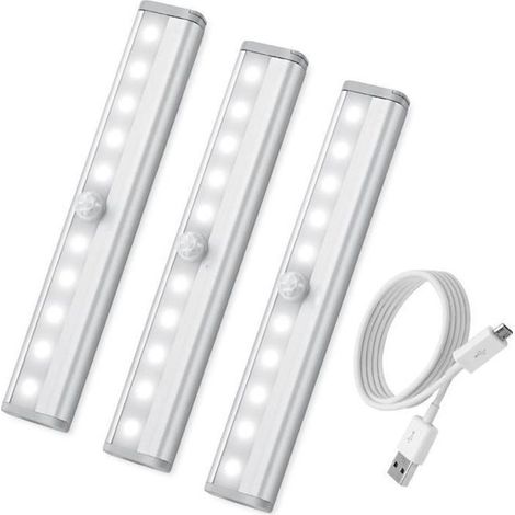 Lampe Détecteur de Mouvement - 10LED - USB Rechargeable - 200 Lumen - 500mAh - Intérieur (1/4)