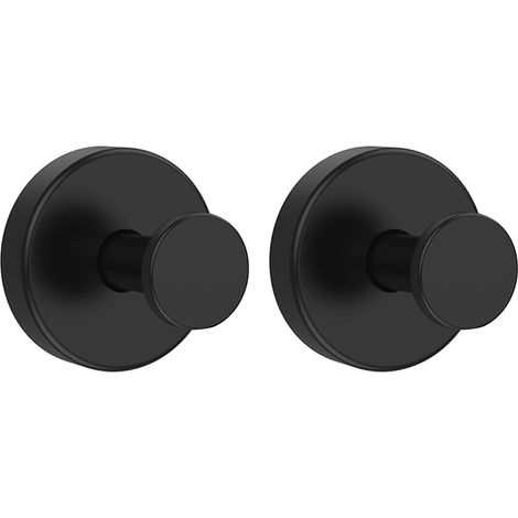 2 Pièces Crochet Ventouse Salle De Bain RéUtilisable Sans Percage Puissante Acier Inoxydable A2 V2A Pour Porte En Verre, Carreaux, Noir (1/5)