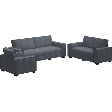 Maison Exclusive - Set di Divani 3 pz con Cuscini Grigio Scuro in Velluto (1/5)