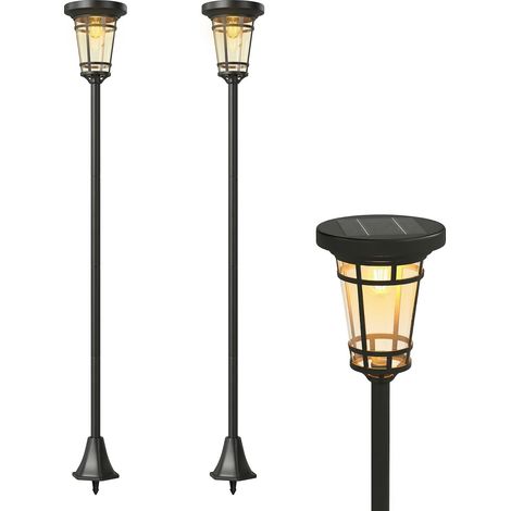 Beyamis Set mit 2 Solarlaternen, 180 cm höhenverstellbare Stehlampe mit 2 Helligkeitsstufen, Lichtsensorschalter, IP44