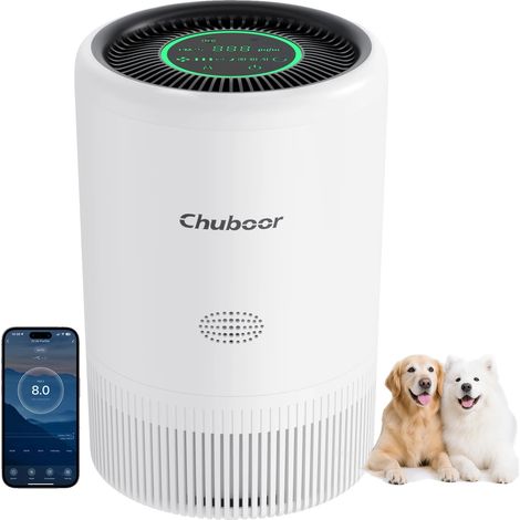 Purificateur d'air, filtre HEPA H13 véritable, fonctionnement ultra silencieux, Blanc-wifi, 2.5kg (1/2)
