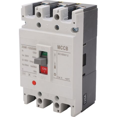 Disjoncteur triphasé (3P) pour protection contre les surcharges, coupe-circuit d'alimentation pour véhicule, contrôleur MCCB 380 V 125 A (1/5)