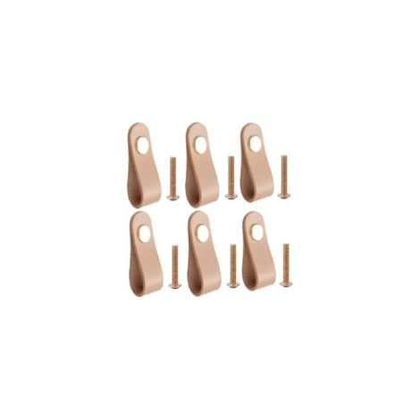 Lot de 4 poignées de meubles en cuir, boutons de porte, poignées de tiroir, poignées vintage pour meubles de cuisine, commodes, salle de bain (beige, 2,5 cm, 7 cm), DOLASO (1/5)
