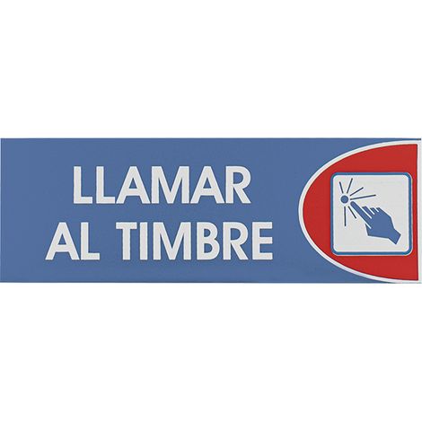 Señal Adhesiva Llama Al Timbre 6x18cm  Azul Rojo Blanco