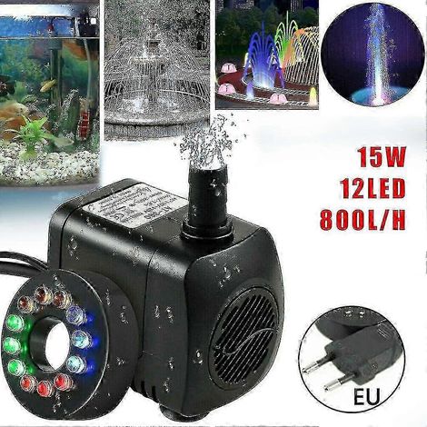 Pompe submersible ultra-silencieuse (140 gallons/heure, 10 watts) avec éclairage LED couleur 25-26 (1/4)