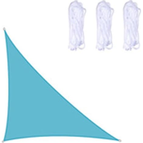 Voile d ombrage triangulaire lot de 1 4 x 4 x 5,7 m bleu ciel imperméable avec protection UV pour terrasse jardin et espace extérieur (1/4)