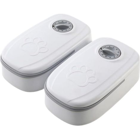 Automatic Dry Food Dispenser for Cats and Small Dogs, 2 Meals, Capacity 700 ml, Timer, Double Bowl, Grey (1/5)