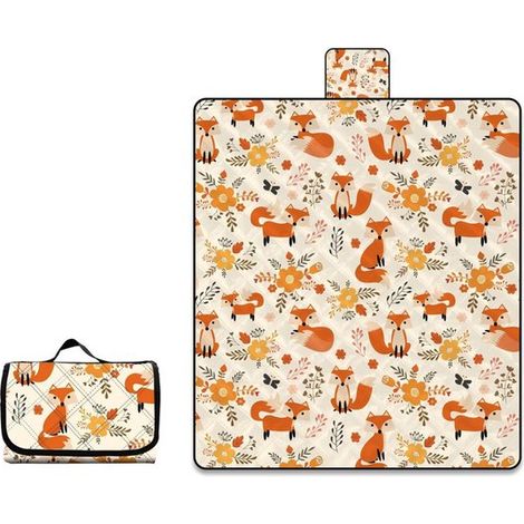 Couverture de pique-nique taille 3XL 200 x 200 cm pour 6 à 8 personnes, couverture de pique-nique imperméable, tapis résistant à l'humidité, tapis de camping, tapis de sol, pliable. (1/5)