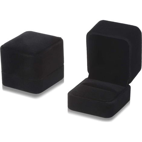 2er Pack Samt Ringboxen Schwarz 55x50x45mm für Verlobung Hochzeit Valentinstag (1/5)